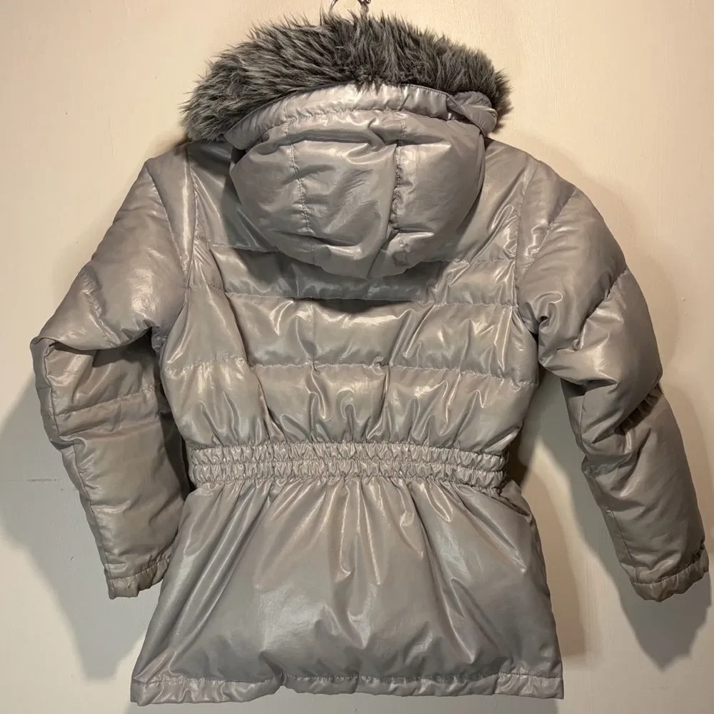 Hanna Andersson Girls Down Feather Filled Winter Jacket Coat Hood Grey Size 10